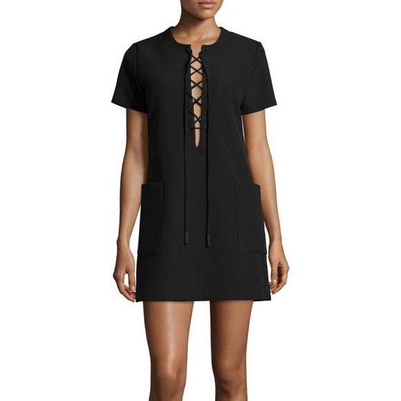 Kendall + Kylie Safari Mini Black Front Tie Dress - Picture 7 of 7